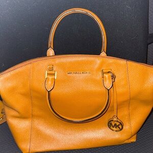 Michael Kors Avril Large Top Zip Satchel Shoulder Crossbody Bag Luggage Brown